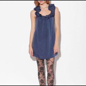 PINS AND NEEDLES Ruffle Navy Blue Mini Dress